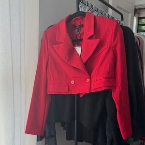 Cropped Red Blazer